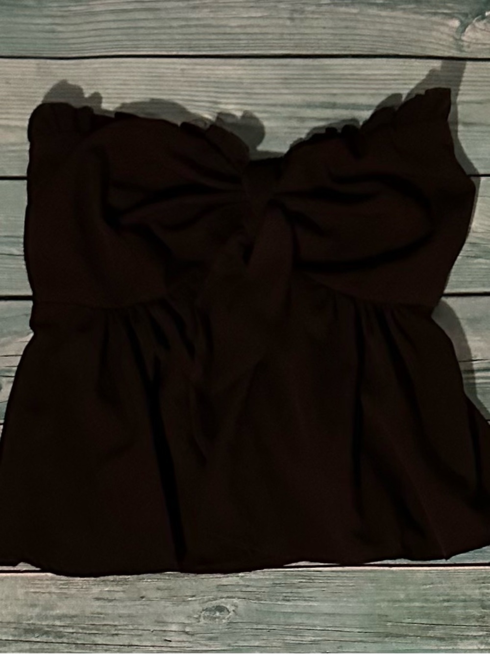 SHEIN Black Strapless Knot-Front Peplum Camisole